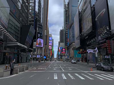 Manhattan’s streets resemble a movie scene, completely deserted