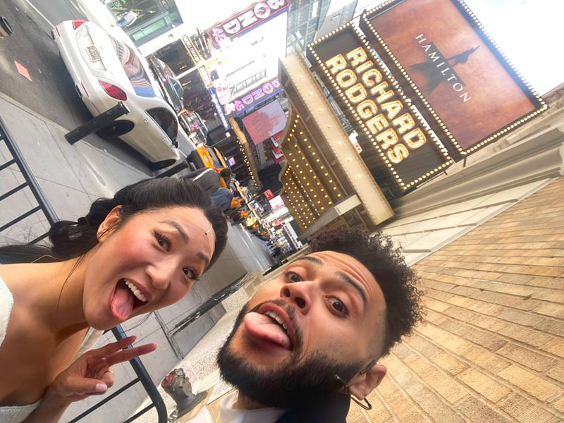 In front of the Hamilton theater (Photo credit Stephanie)