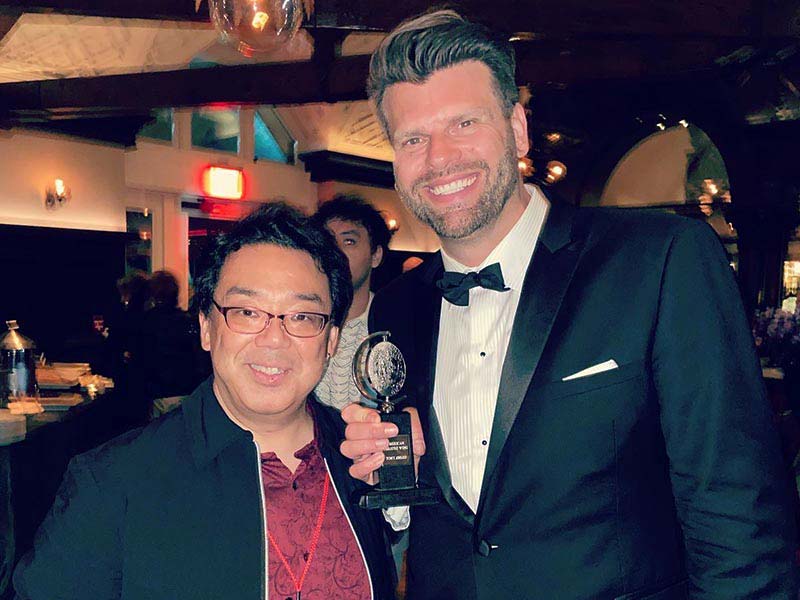 At the Tony Awards after winning Best Sound Design with Gareth Owen
