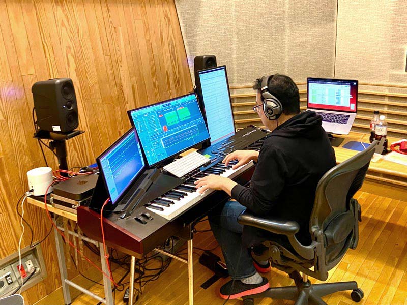 Recording and building tracks in the studio