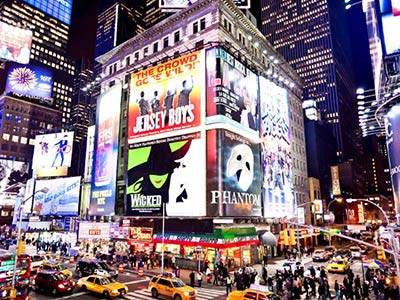 The Theater District centered on Times Square