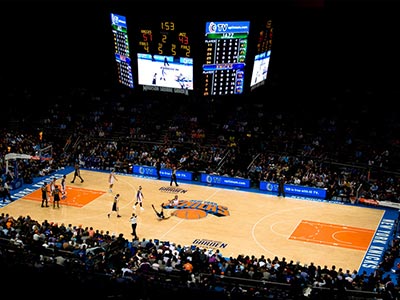 A New York Knicks game at Madison Square Garden