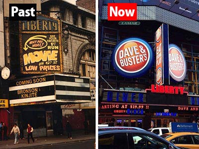 Then: Liberty Theatre / Now: Dave & Buster’s and attractions