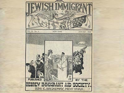 An immigration poster for Jewish arrivals in New York in the 1820s
