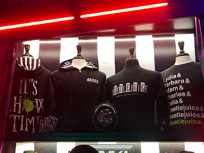 Lineup of merchandise inside the theater