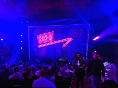 View of the stage from the rear of the orchestra