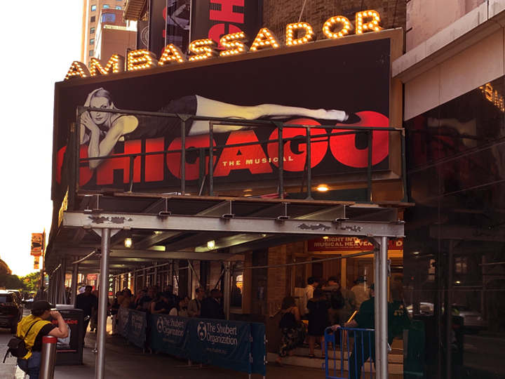 Outside the Ambassador Theatre before curtain