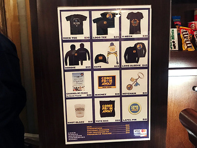 Official merchandise including T shirts, caps, hoodies, and other apparel items