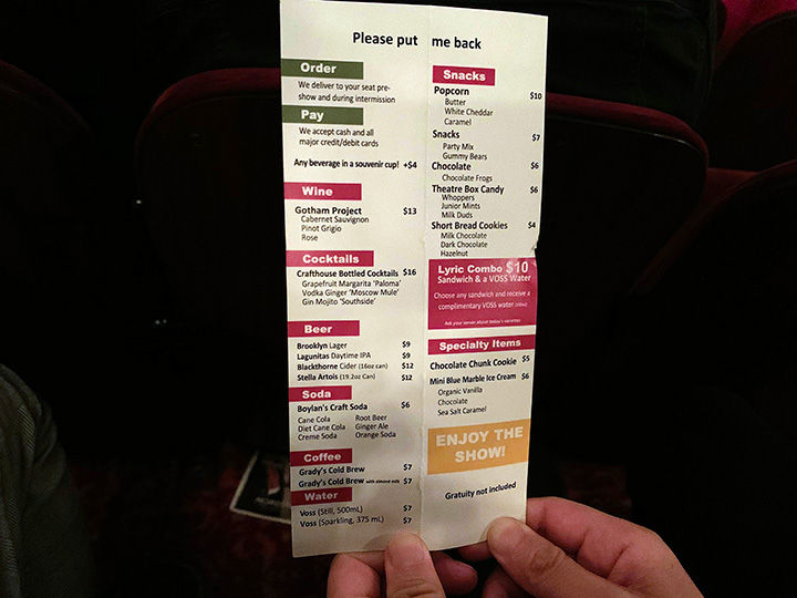 Refreshments menu