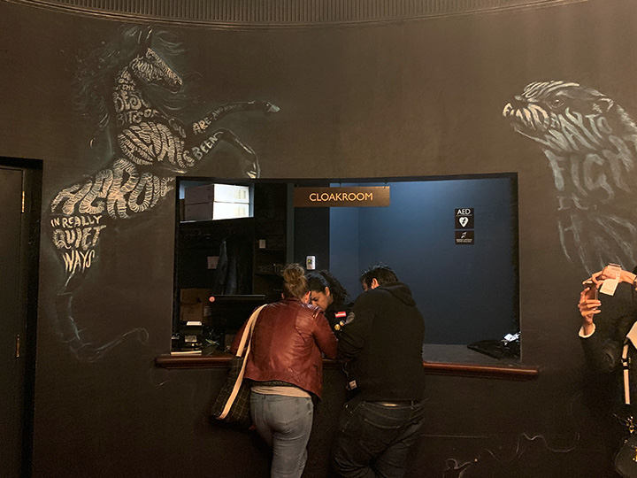 Patronus illustrations around the coat check