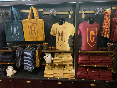 Original goods with crests of the four Hogwarts houses
