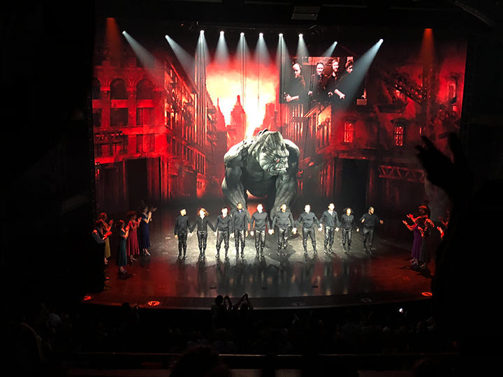 Onstage crew and operators driving Kong
