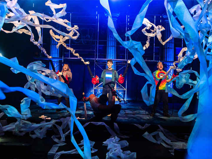 Toilet paper used to represent water on stage