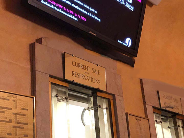 Voucher pickup window inside the August Wilson Theatre