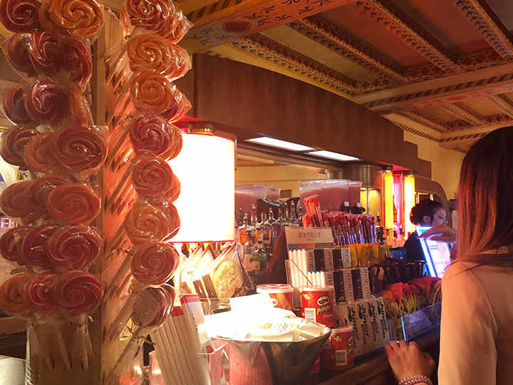 Even the bar leans into pink
