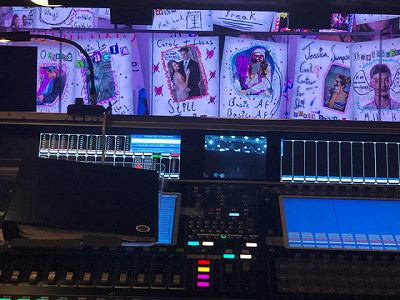 The audio team also cues the LED back screen