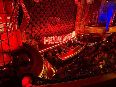 The stage seen from the mezzanine during intermission