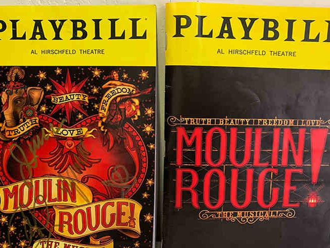 The February limited Playbill for Moulin Rouge features a valentine design with stars and hearts