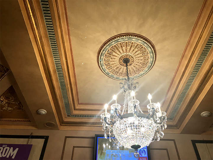 Chandeliers greet you at the entrance