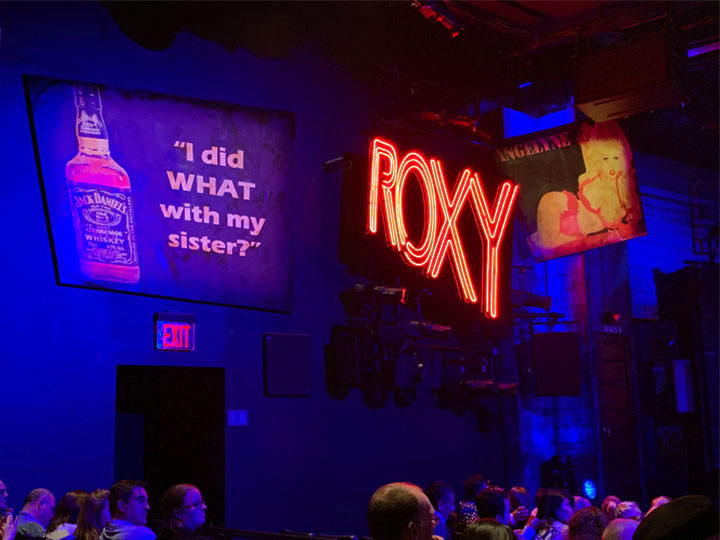 Bold 80s Los Angeles inspired signage in the venue
