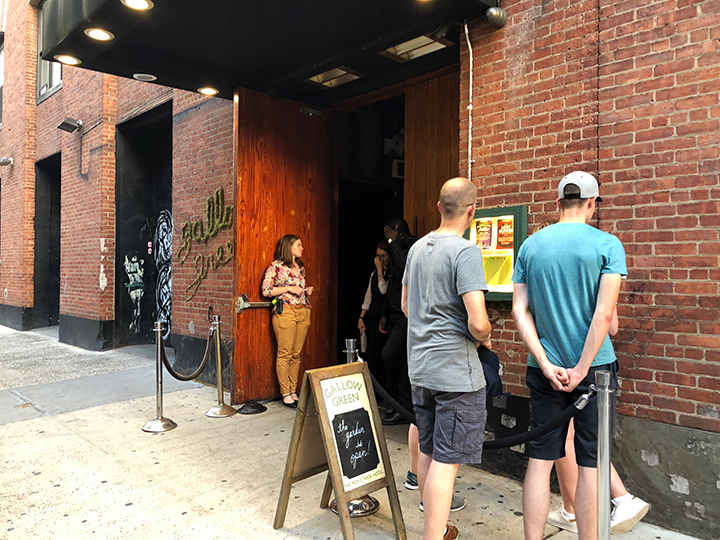 Line for the rooftop bar Gallow Green