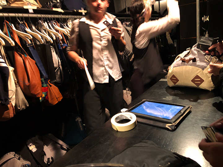 Coat check counter inside the McKittrick Hotel