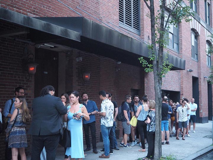 Long line forming before showtime