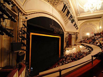 Interior of the Ambassador Theatre combining Proscenium Arch and Adam style