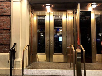 The front entrance of the Belasco Theatre