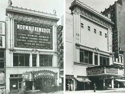 B. S. Moss’s Colony Theatre when it first opened (left) and around 1959 (right)