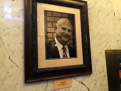 Portrait of Gerald Schoenfeld displayed inside the theatre