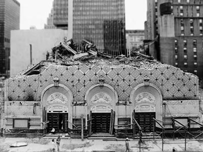 The former Hayes Theater being demolished