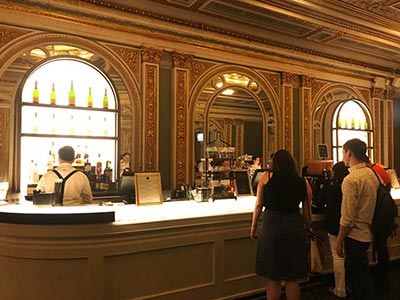 Hudson Theatre with the largest bar in a Broadway theater