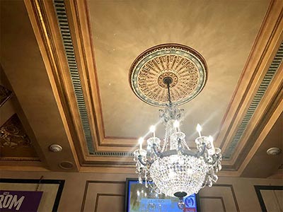 Chandelier greets visitors at the entrance
