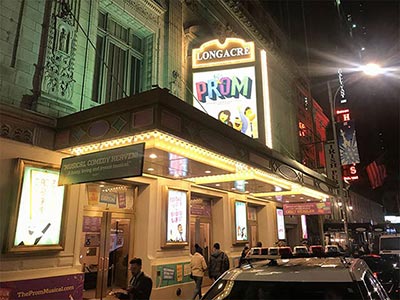 Longacre Theatre combining European charm with New York neon