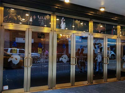 The front entrance of the Majestic Theatre on 44th Street