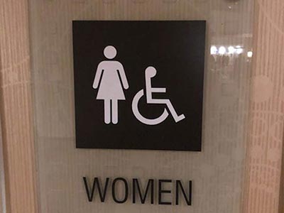 Accessible restrooms inside the Marquis Theatre
