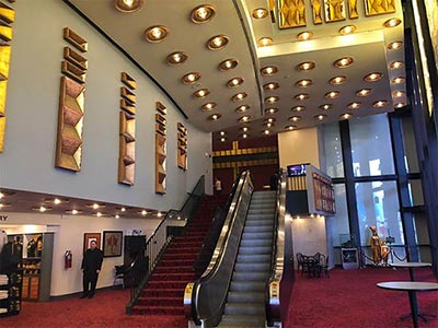 Interior with gold and wood tones