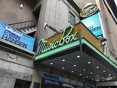 The exterior of the Music Box Theatre