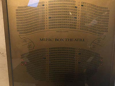 Seating chart displayed inside the Music Box Theatre