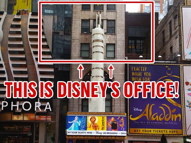 Disney's corporate office is located directly above the Broadway stage at the New Amsterdam Theatre