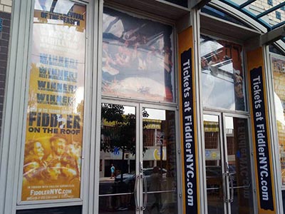 Though the entrance is modest, Stage 42 has one of the largest Off-Broadway stages inside