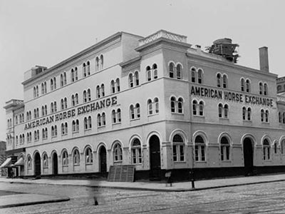 Exterior of the Winter Garden Theatre when it was a Horse Exchange
