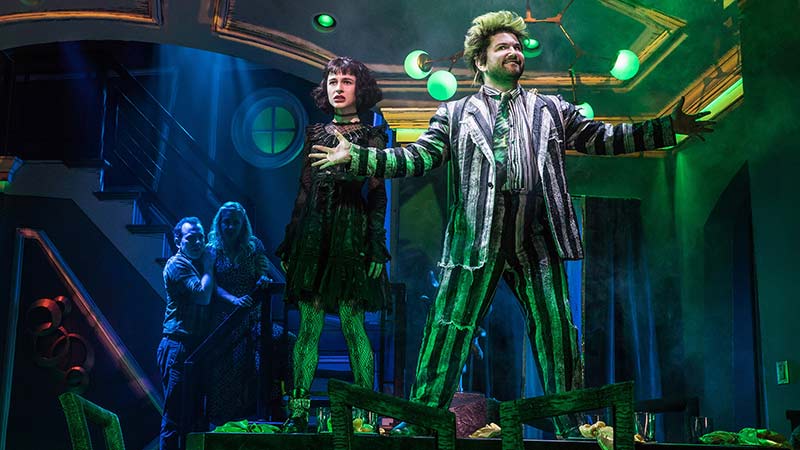 This is a promotional video for the Broadway musical “Beetlejuice.” You can see scenes from the stage of this horror comedy - scary yet fun.
